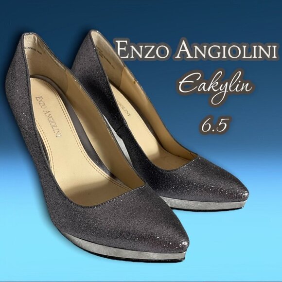 Enzo Angiolini Eakylin Sparkling Metallic Silver Platform Heels Size 6.5 - Picture 11 of 16